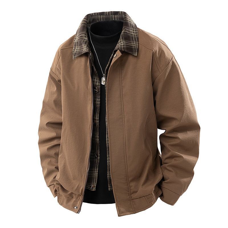 Trendy Two-Piece Jacket for Men Slim Fit American Retro Turn