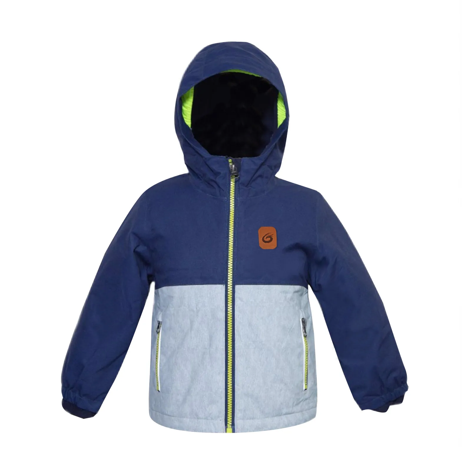 Children's Warm Hooded Color Blocked Jacket with Zipper