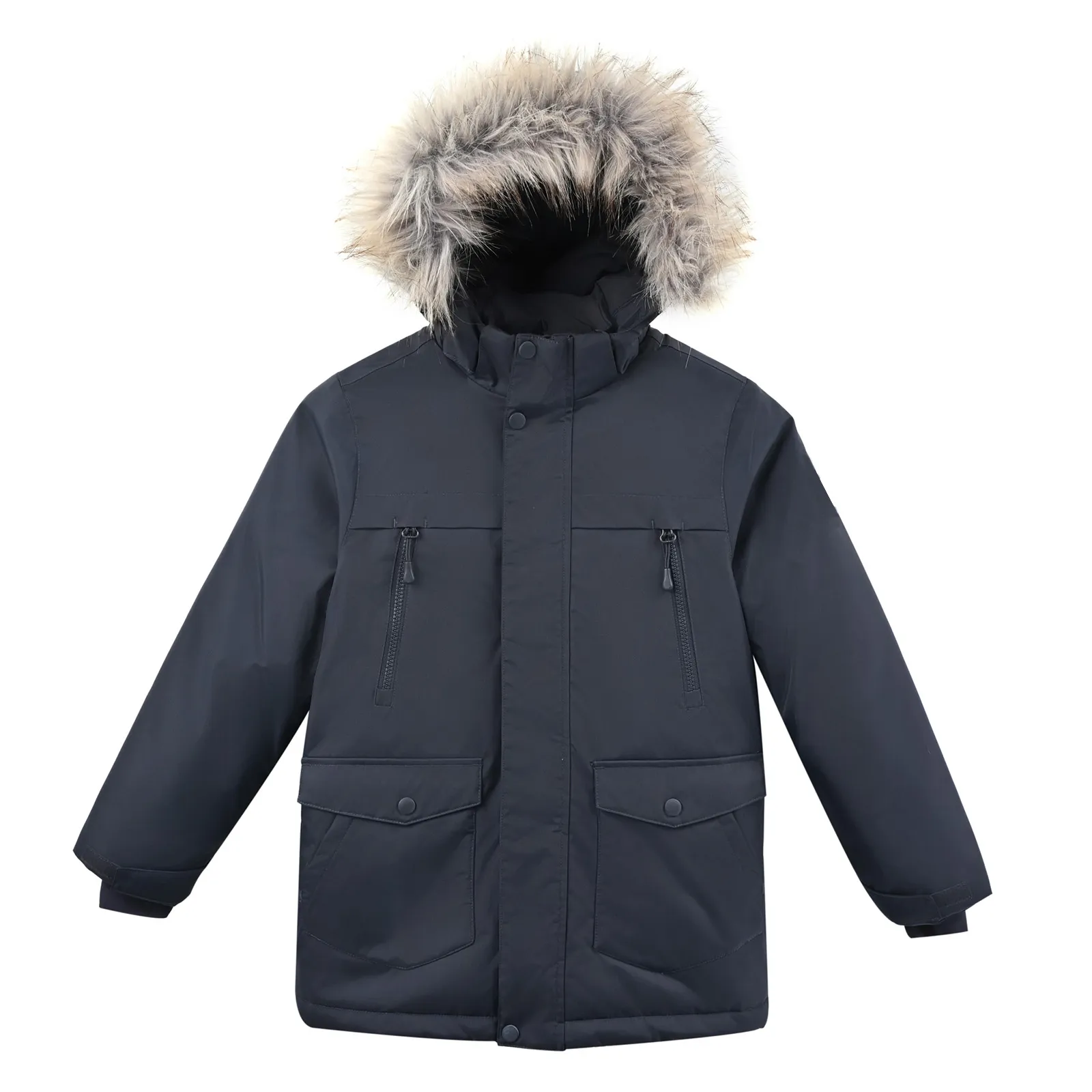 Children's Waterproof Hooded Jacket with Plush Edging