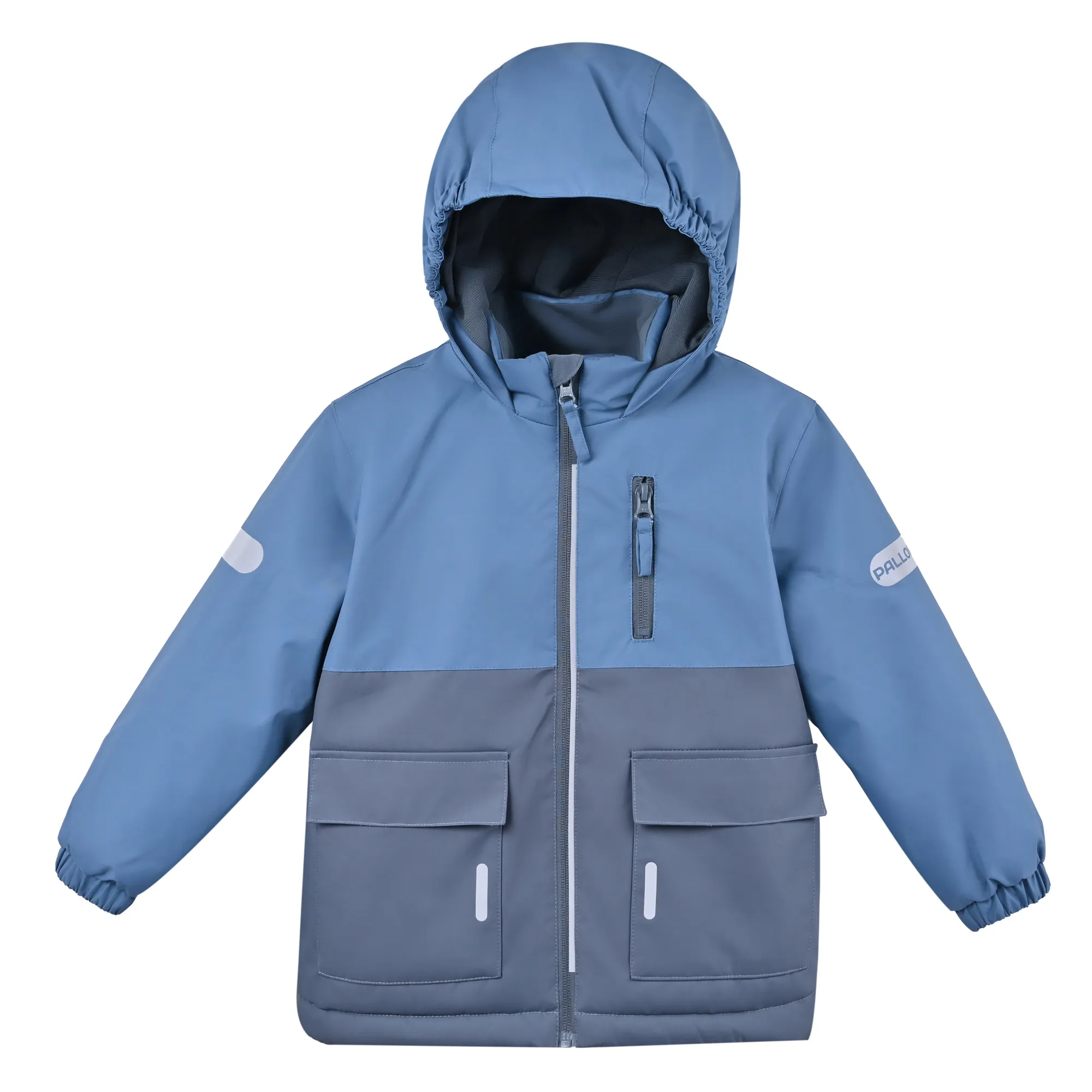 Kids Two-Tone Hooded Windproof Padded Jacket with Reflective