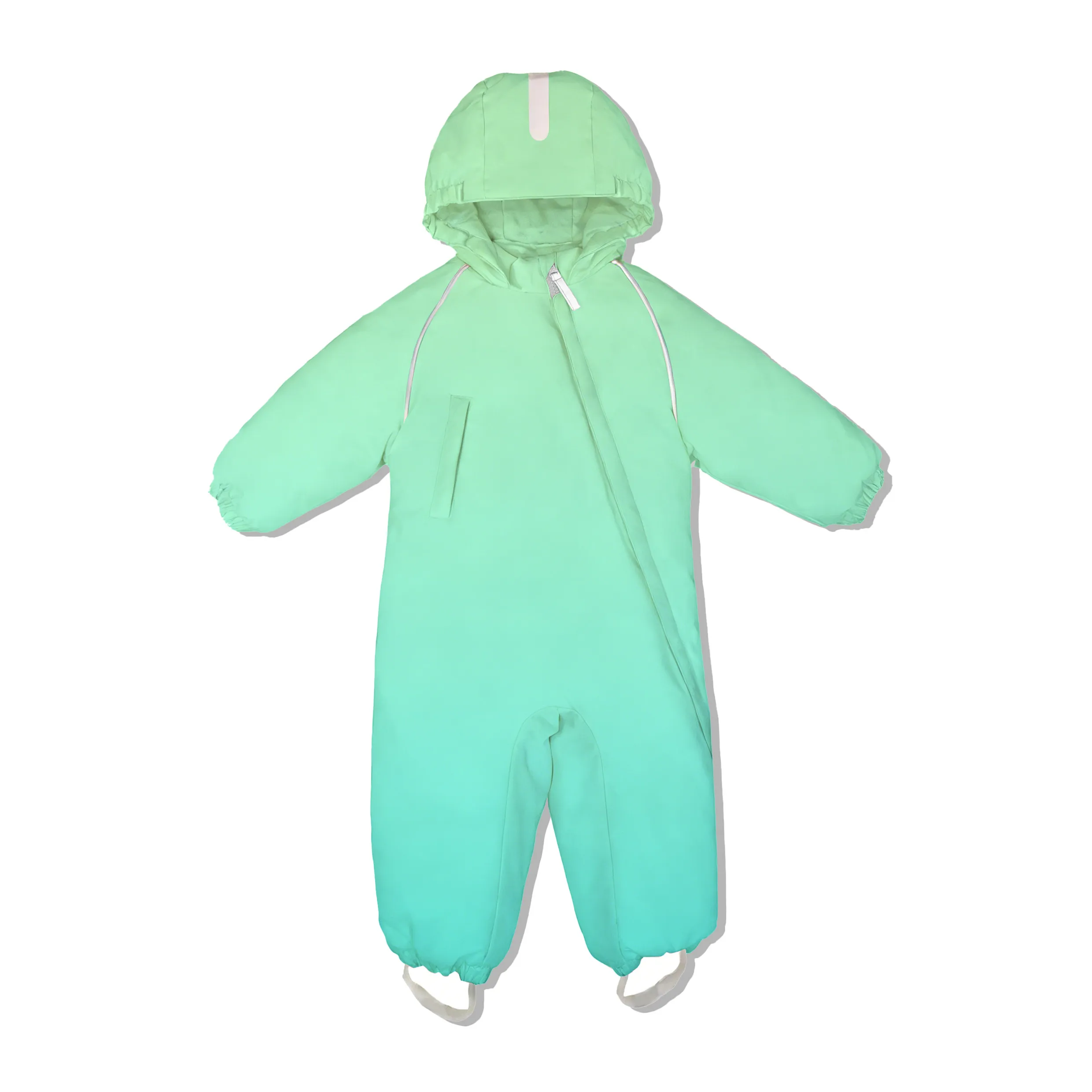 Gradient Blue Waterproof Baby Hooded Snow Jacket
