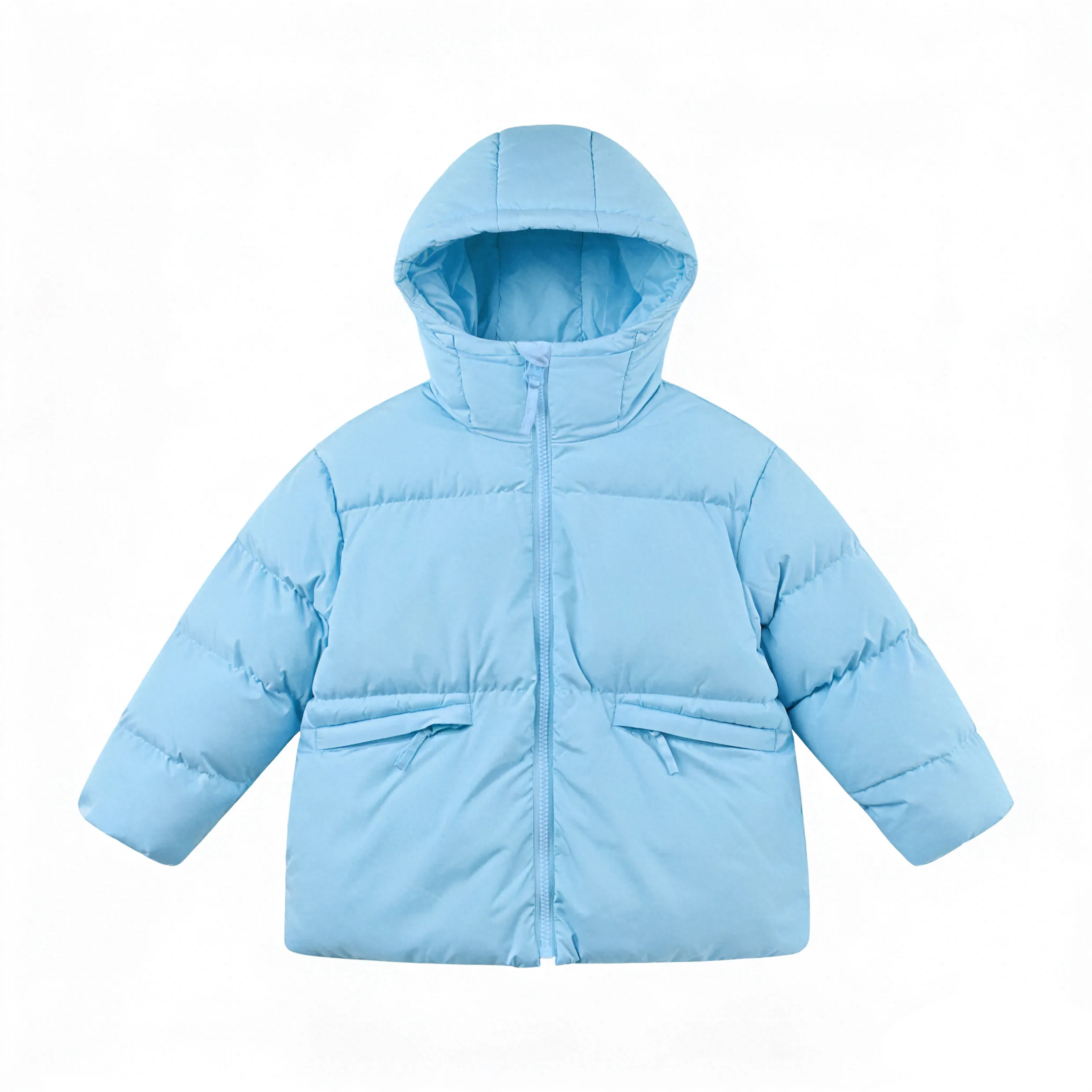 Kids Light Blue Hooded Warm Winter Puffer Jacket