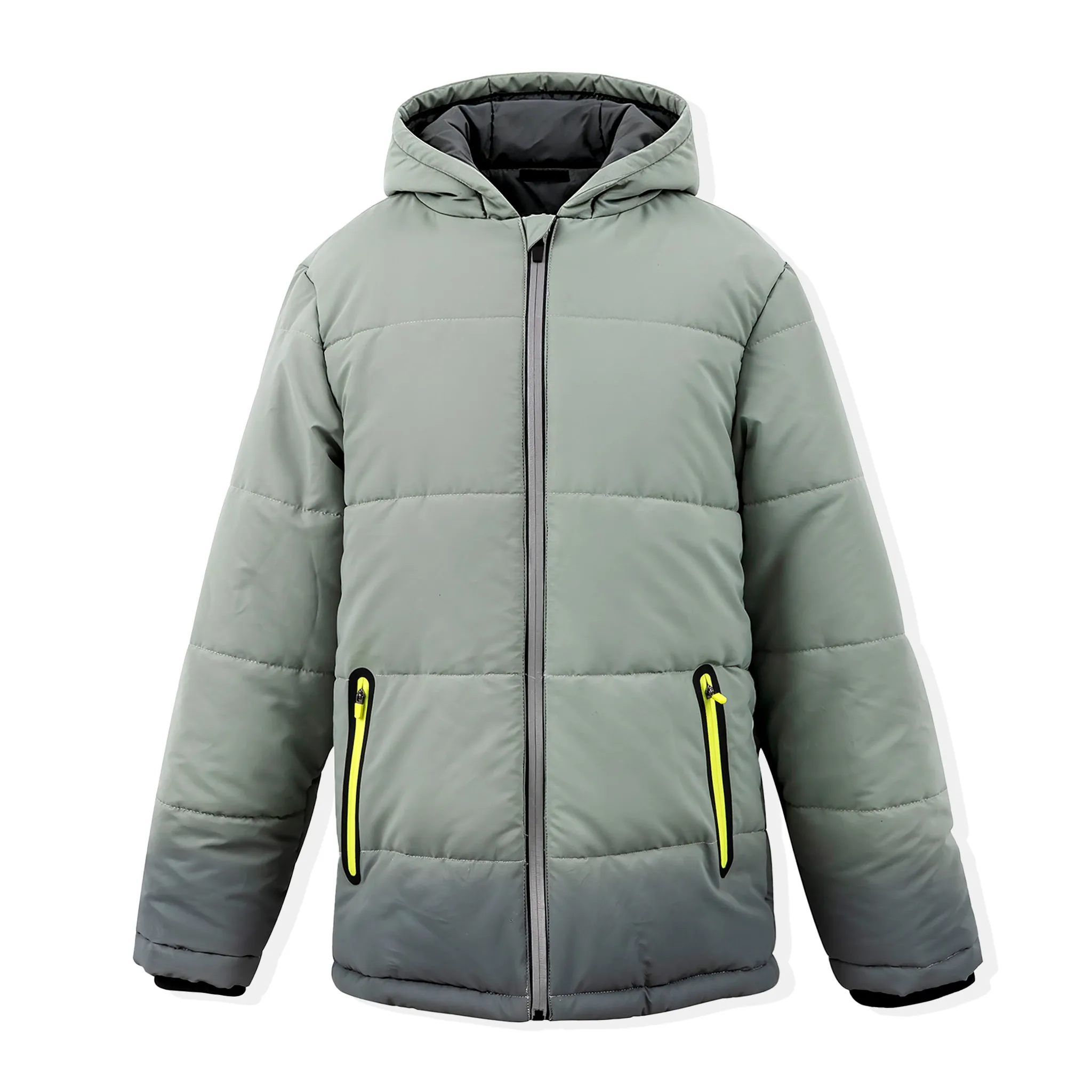Kids Gradient Color Hooded Insulated Winter Puffer Jacket