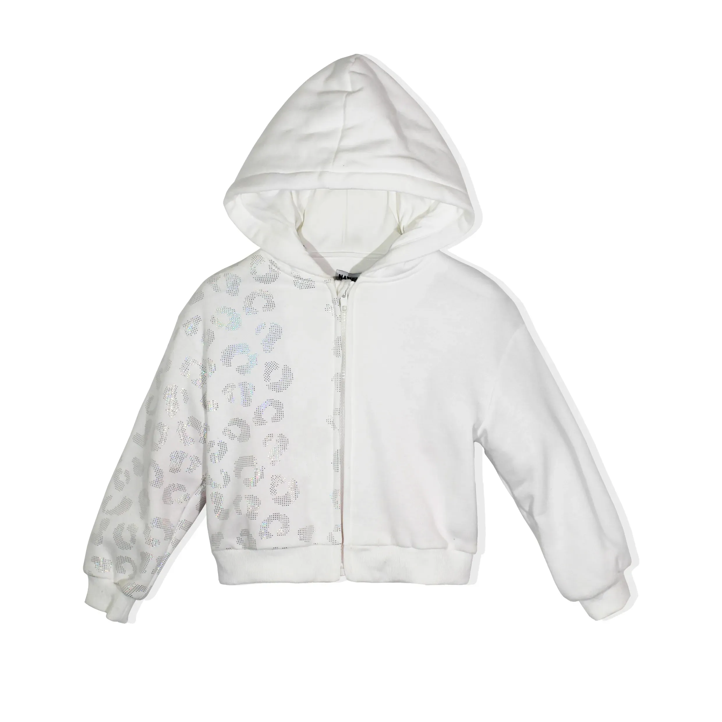Unisex Kids Hooded Cotton Jacket with Sequin Print