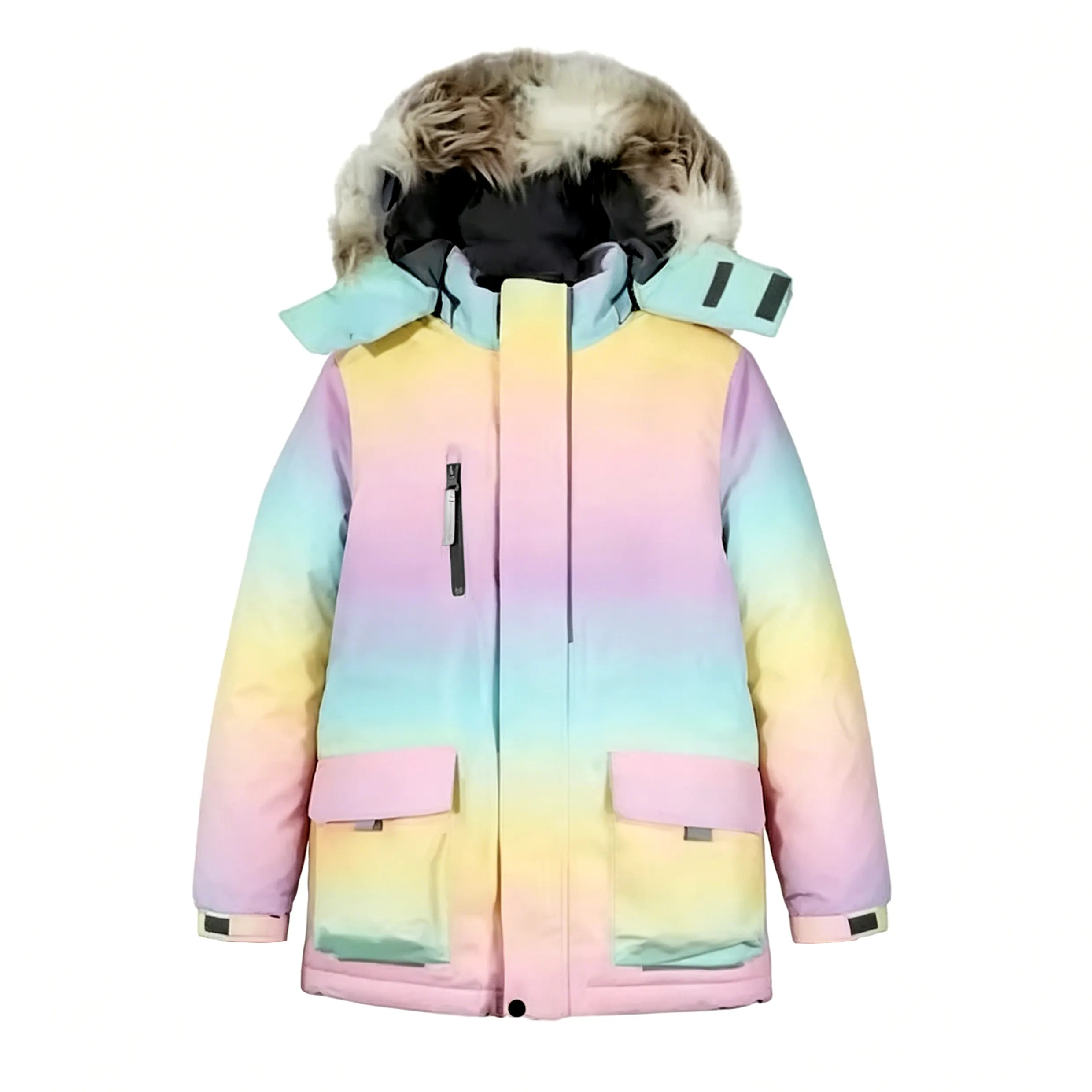 Kids Waterproof Warm Outerwear Coat Printed Casual Long Park