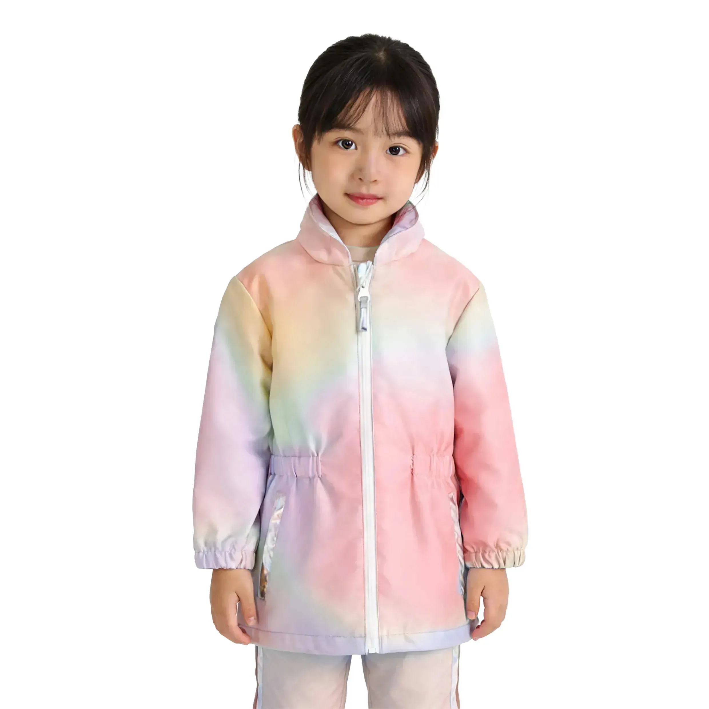 Children's Hooded Jacket Rainbow Gradient Waterproof Ja