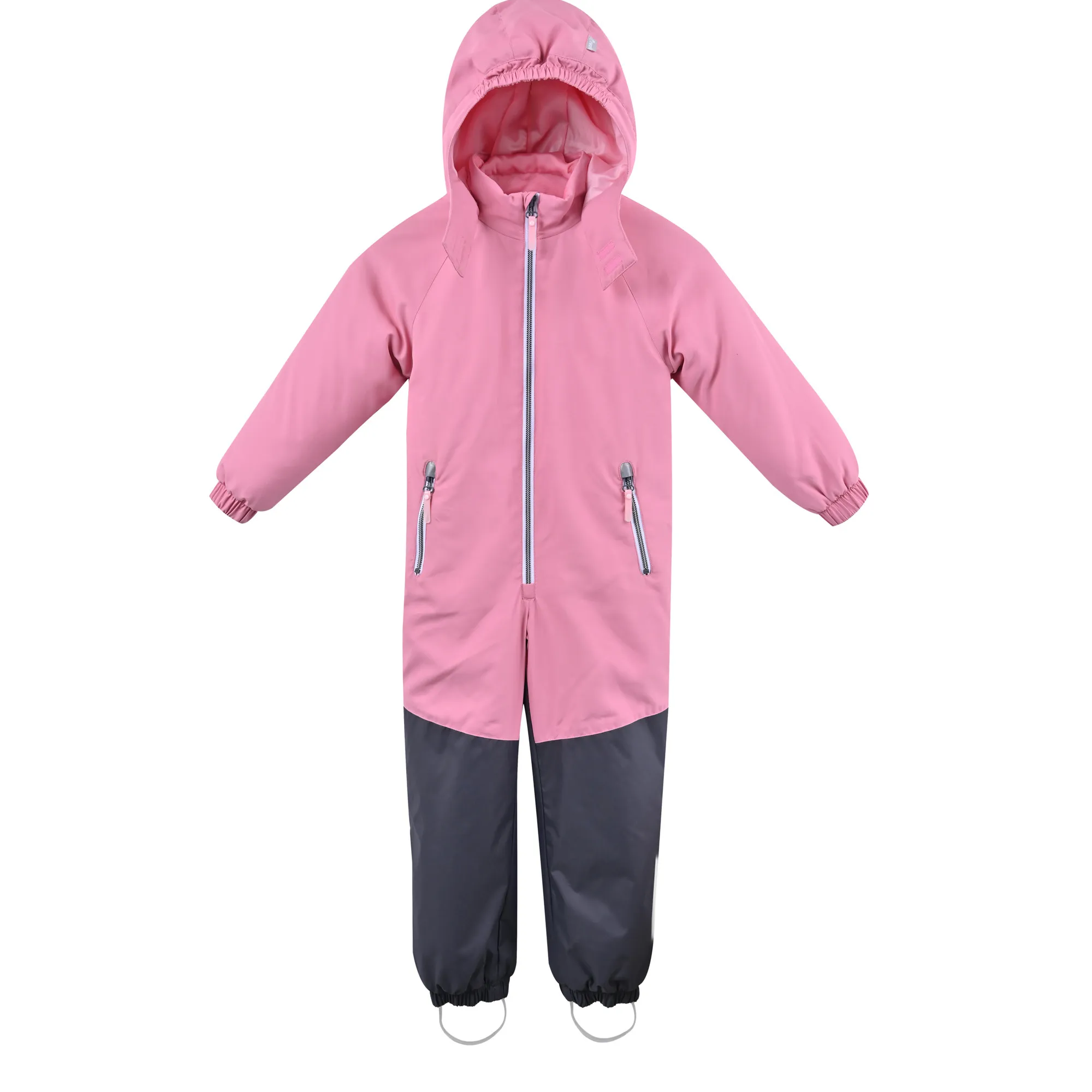 Girls' Pink Waterproof Windproof One-Piece Snowsuit for