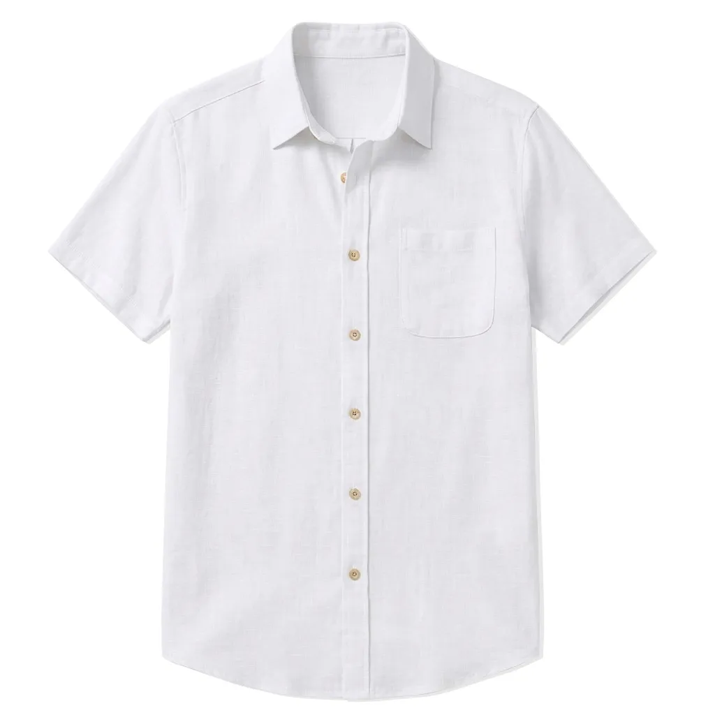 Men's Casual Short Sleeve Button Down Shirt with Chest 