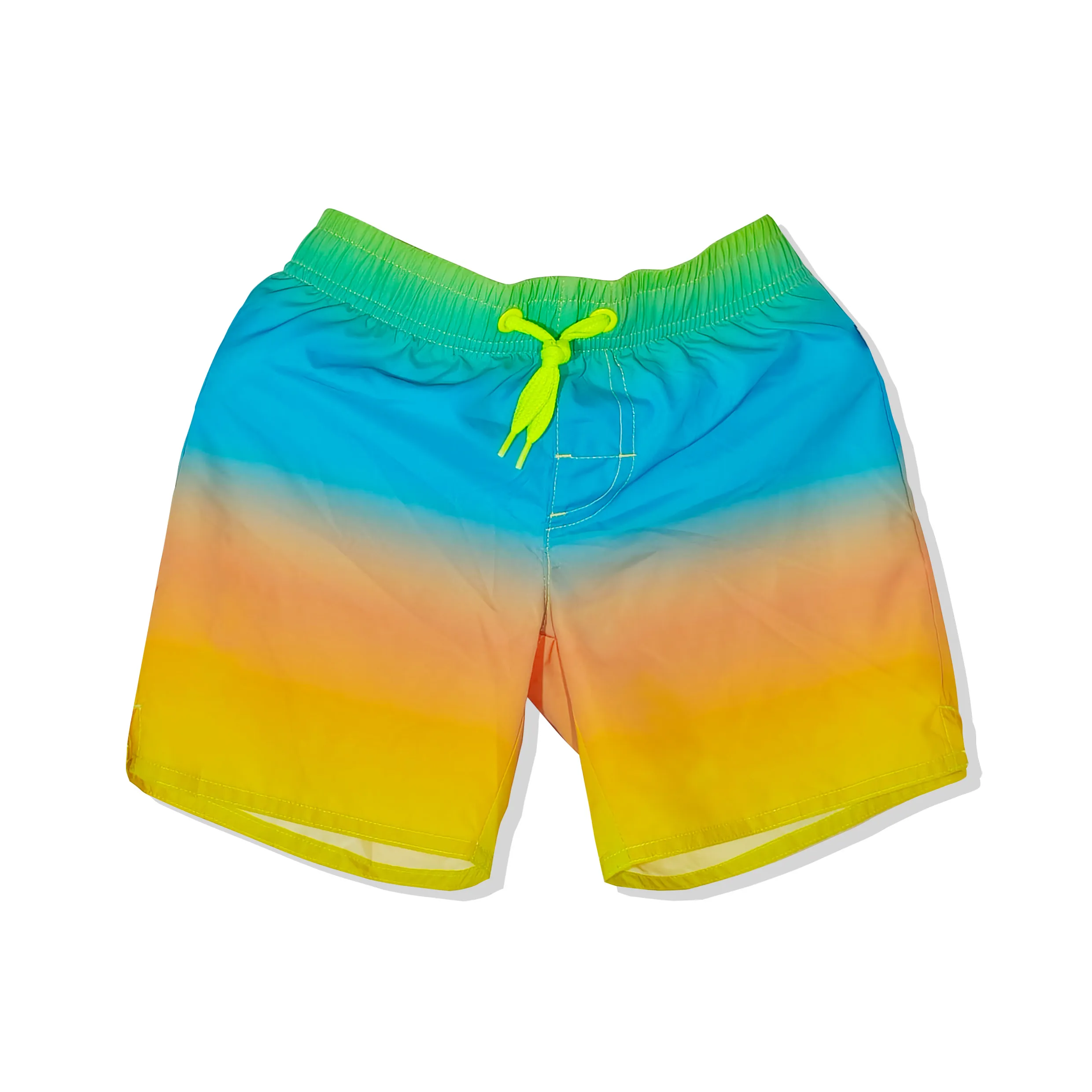 Kids Gradient Color Quick Dry Swim Trunks with Drawstring Wa