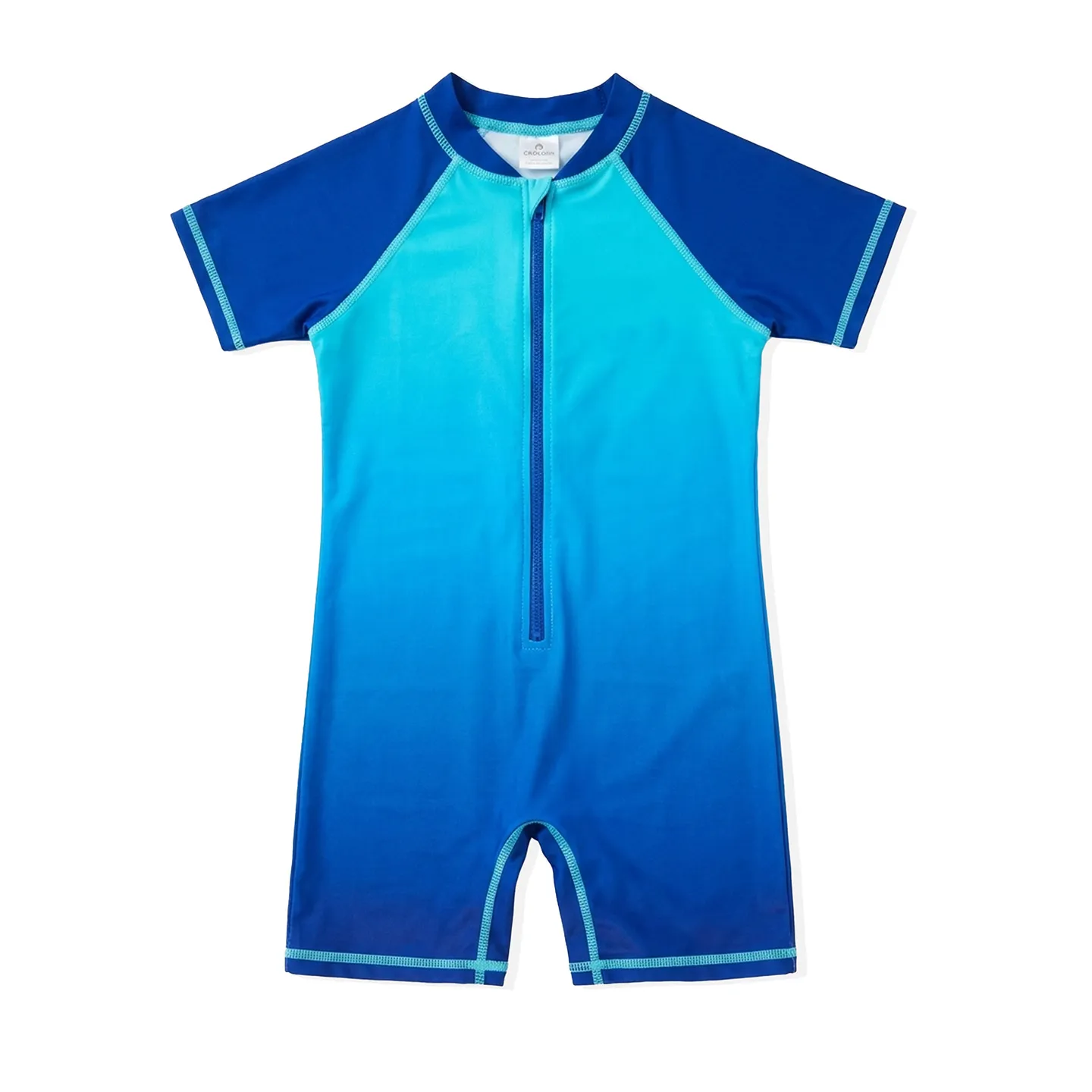 Boys Blue Gradient Short Sleeve One Piece Swimsuit