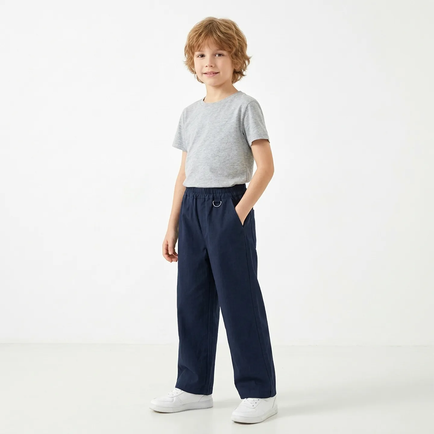 Kids Navy Blue Waterproof Breathable Fleece Lined Elastic Wa