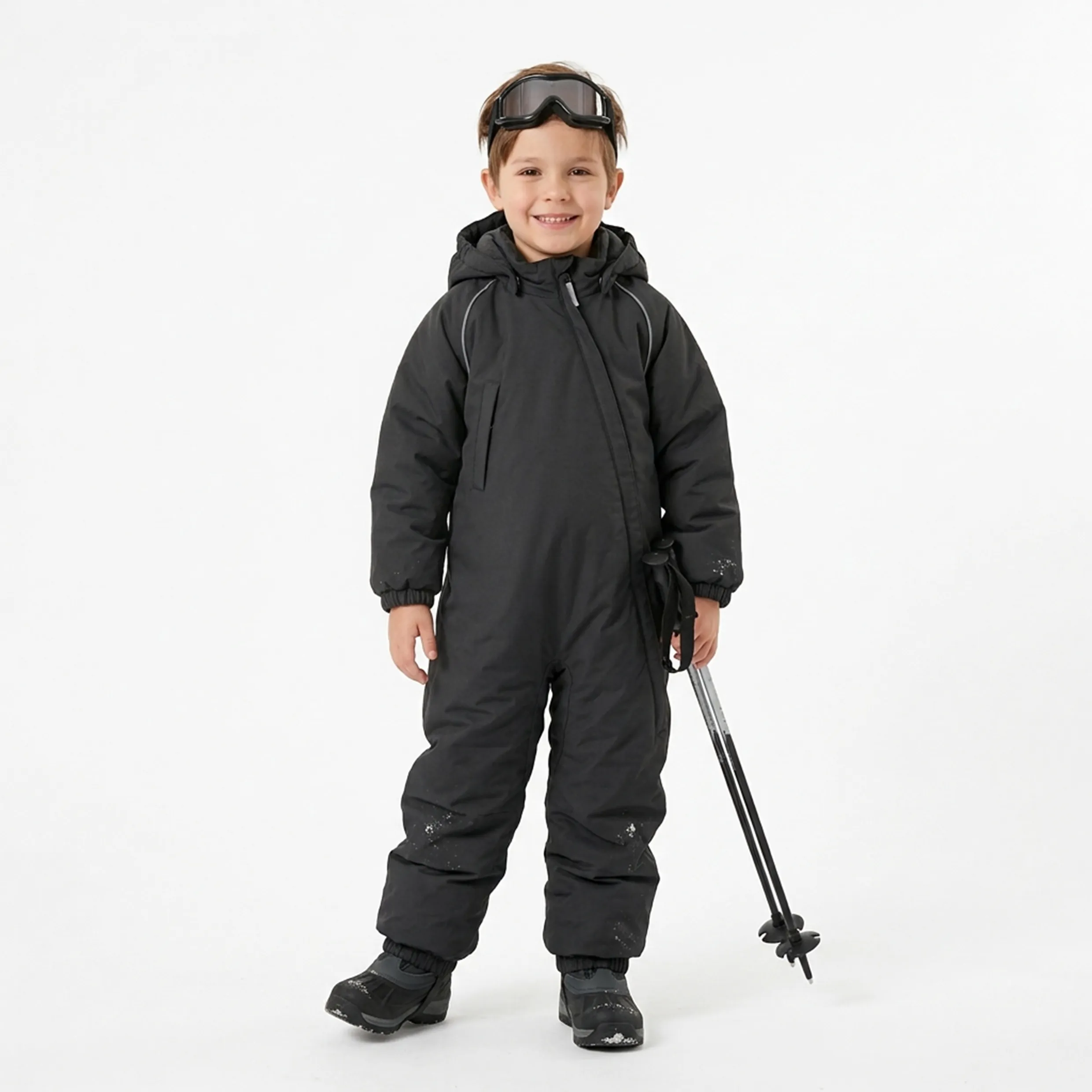 Infant Winter Waterproof Hooded Snowsuit Black
