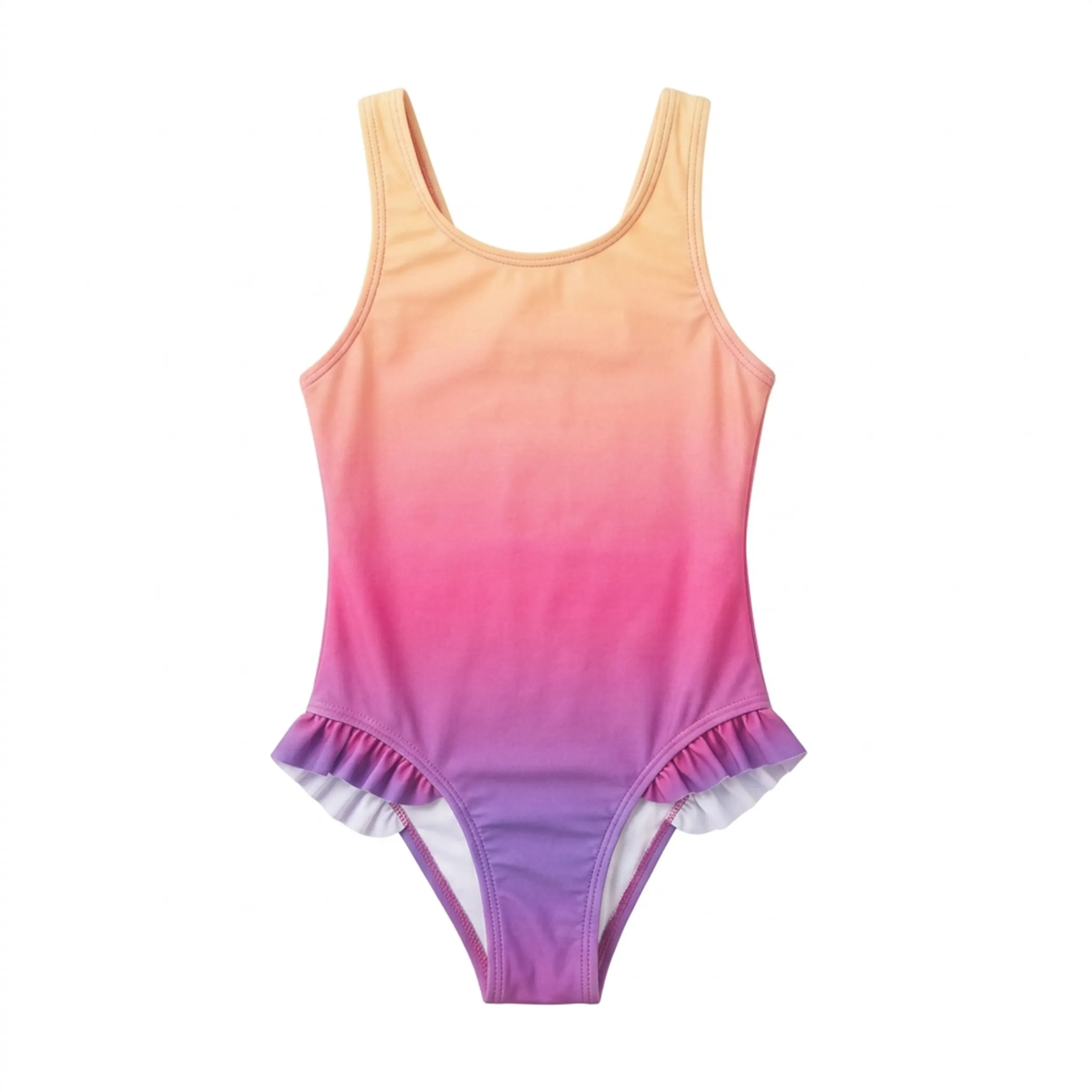 Little Girls Gradient Ombre Color Ruffled One Piece Swimsuit