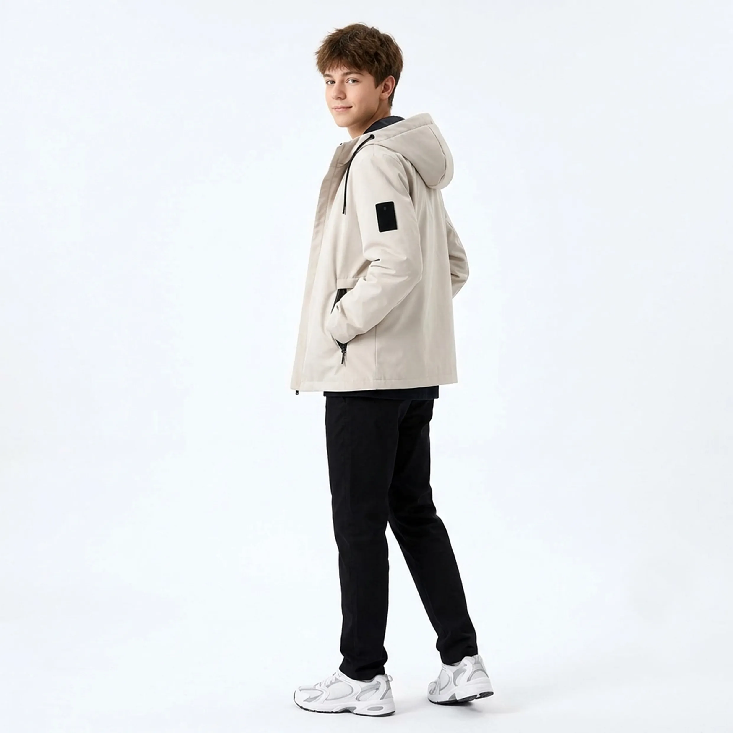 Custom Men's Long-Sleeved Hooded Coat Casual Jacket wit