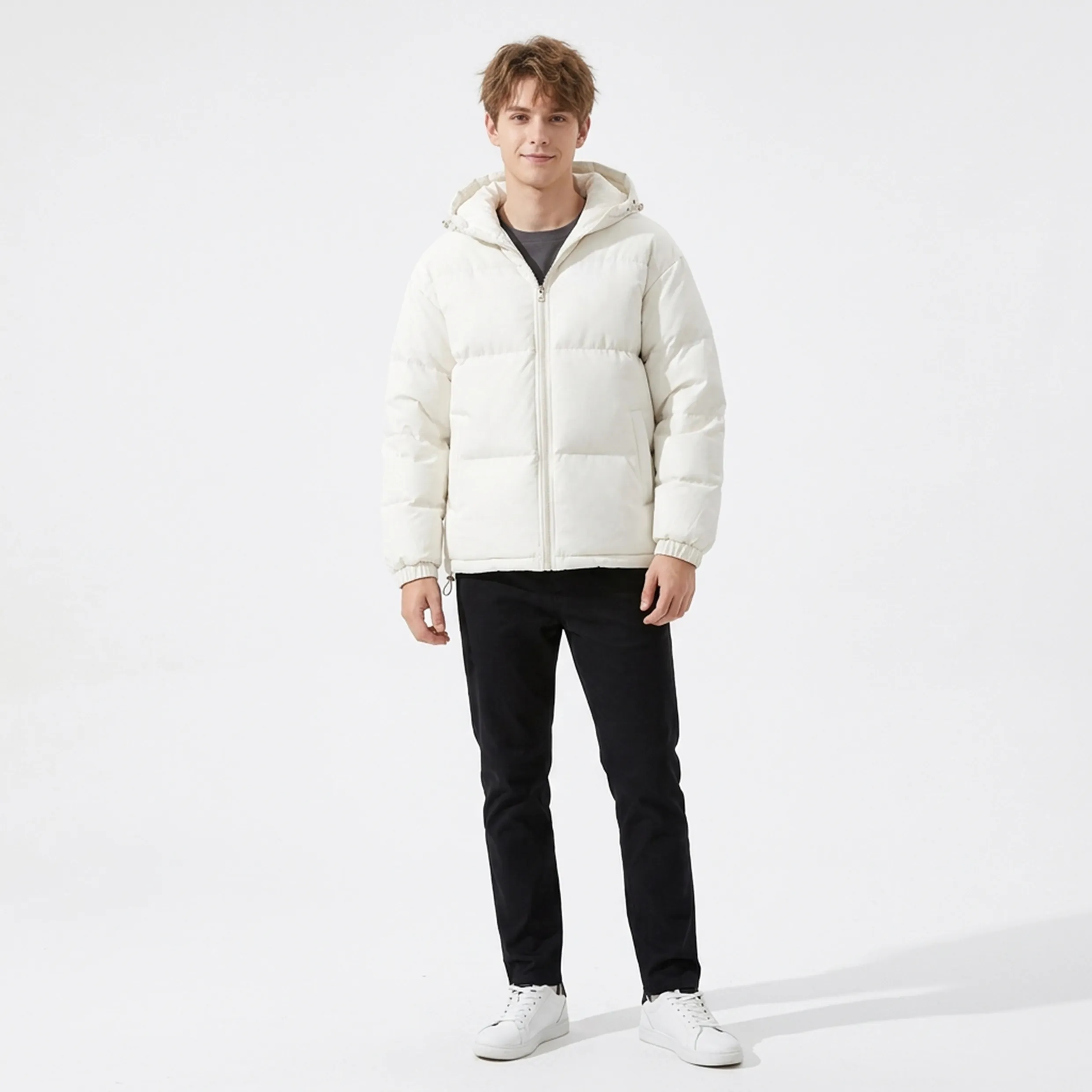 Men's Casual Winter Coat with Logo Brand New Loose Hood