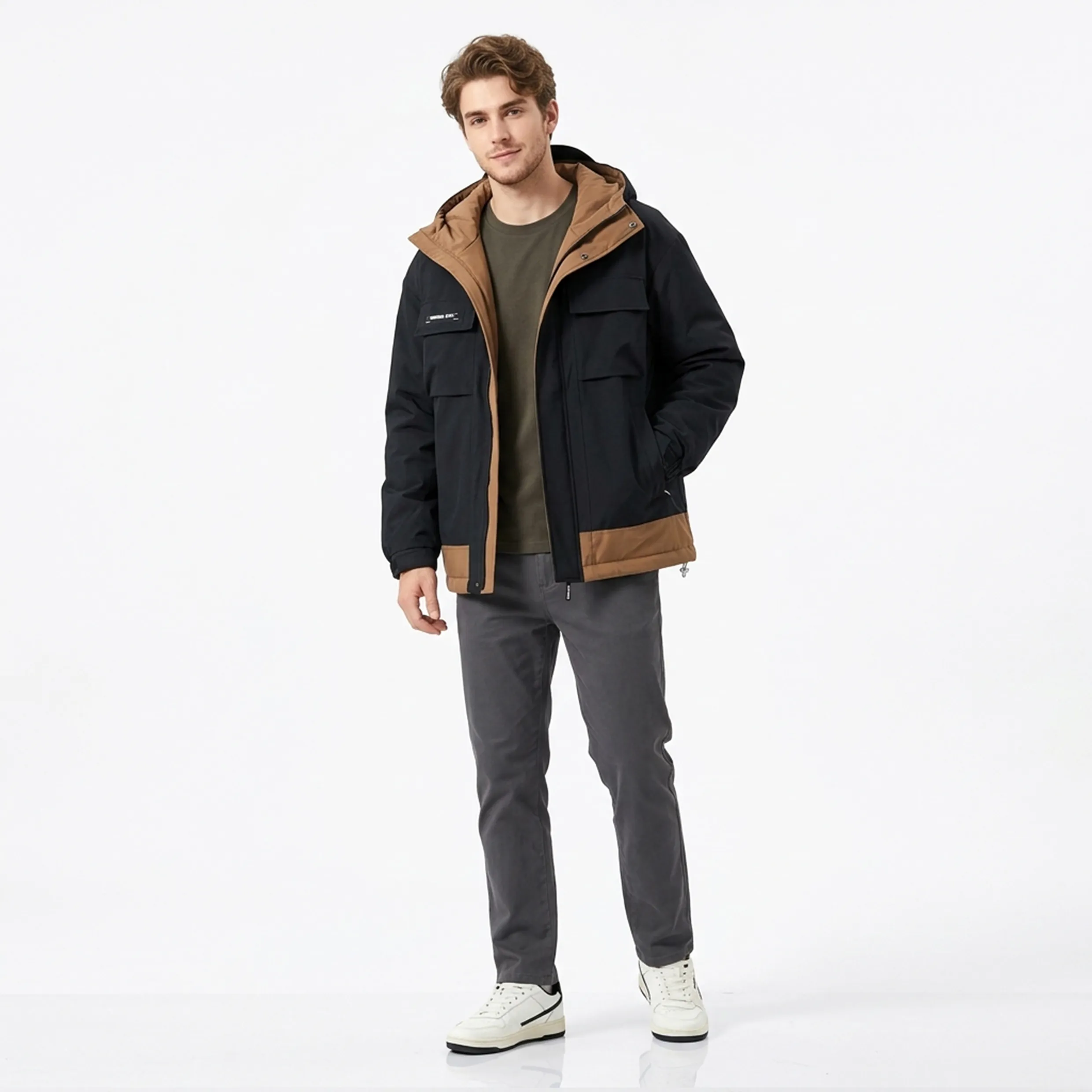 Men's Extra Large White Duck Tooling Down Jacket Hood Z