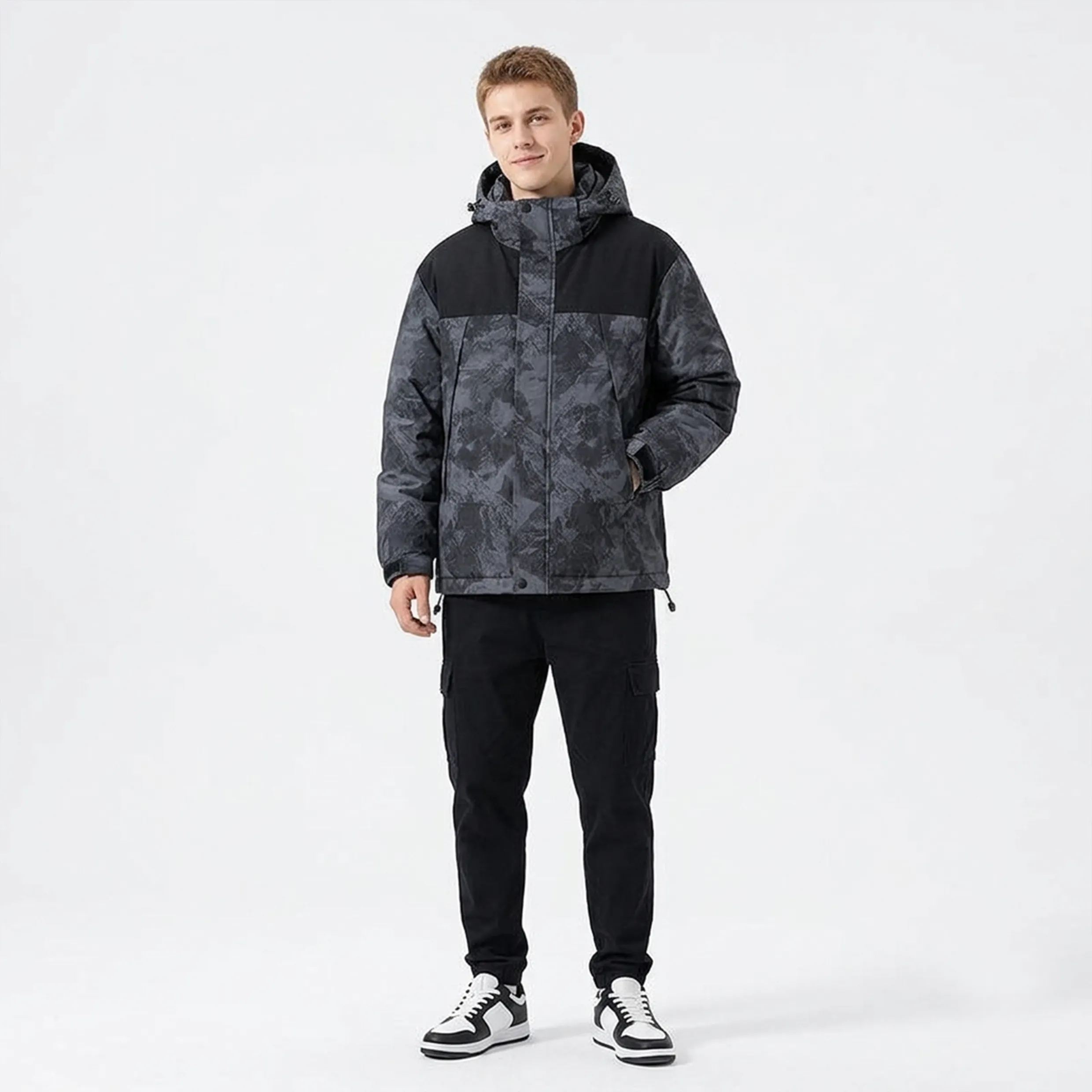 Winter Men's Windproof Parka Hooded Thickened Windwear 
