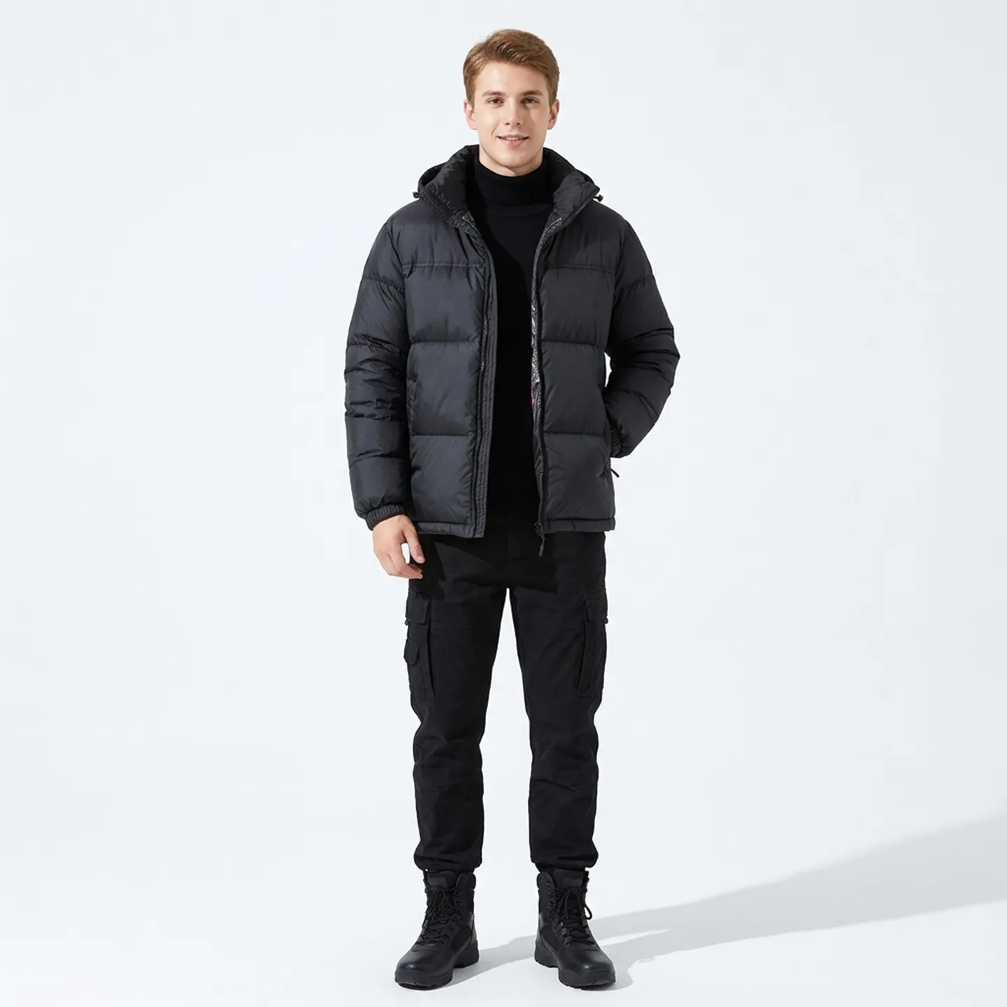 Men's Hooded Zipper Winter Jacket Graphene Heating and 