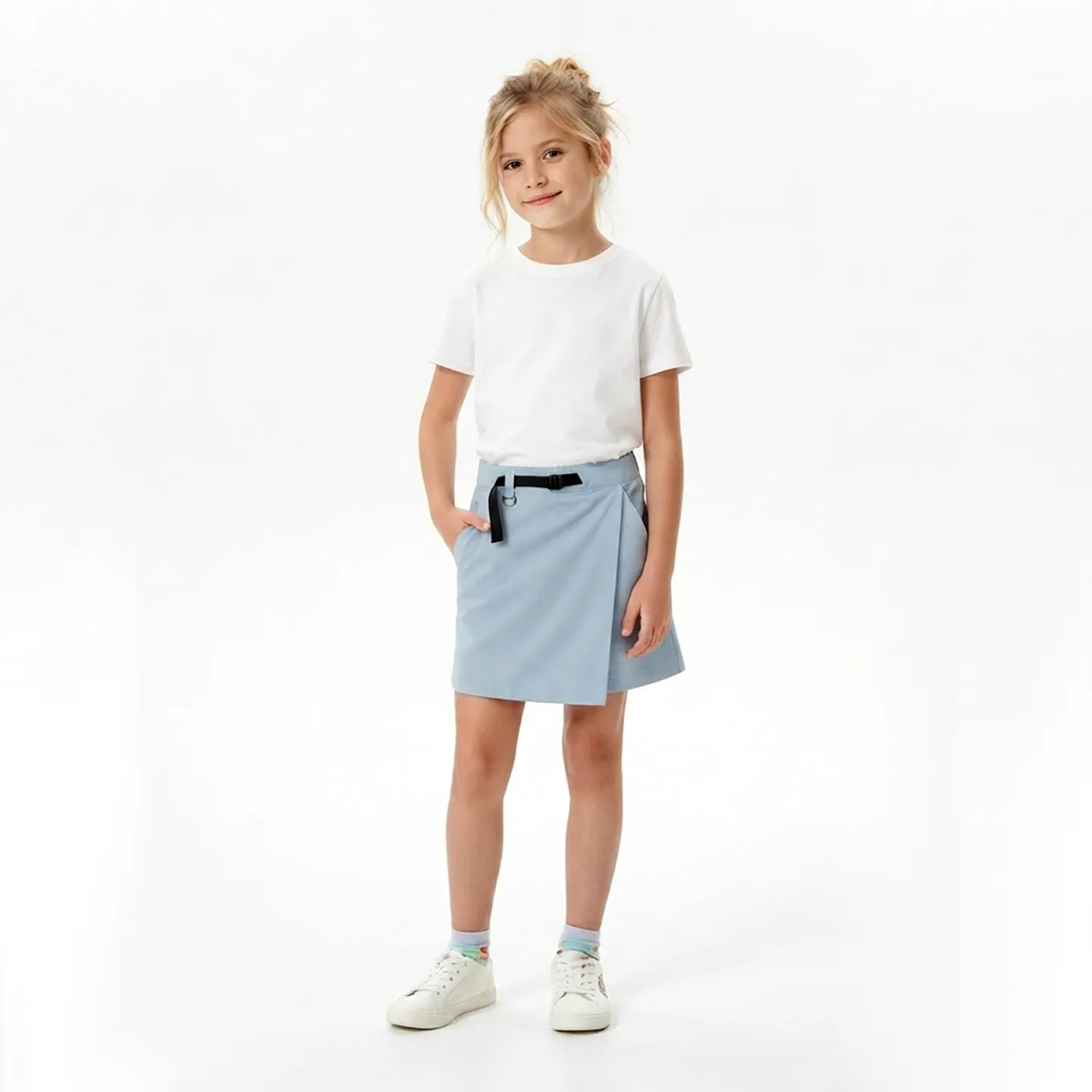 Girls Wrapped Skort with Adjustable Belt for Outdoor Sports