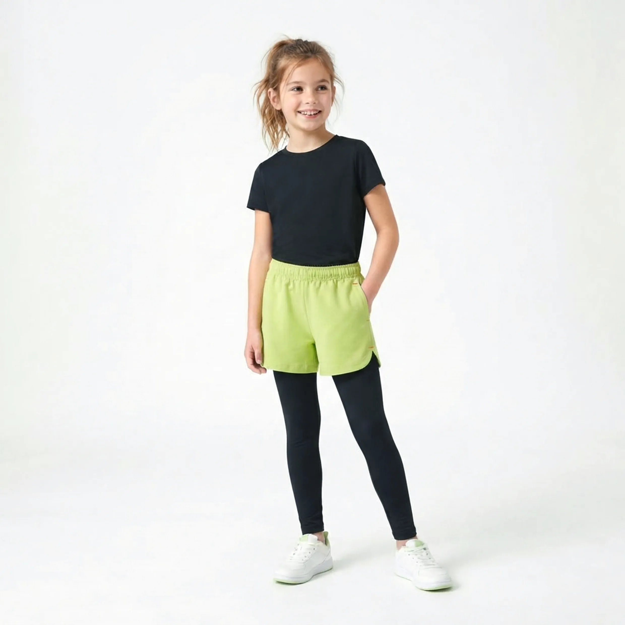 Girls Quick Dry Elastic Waist Sports Casual Running Shorts